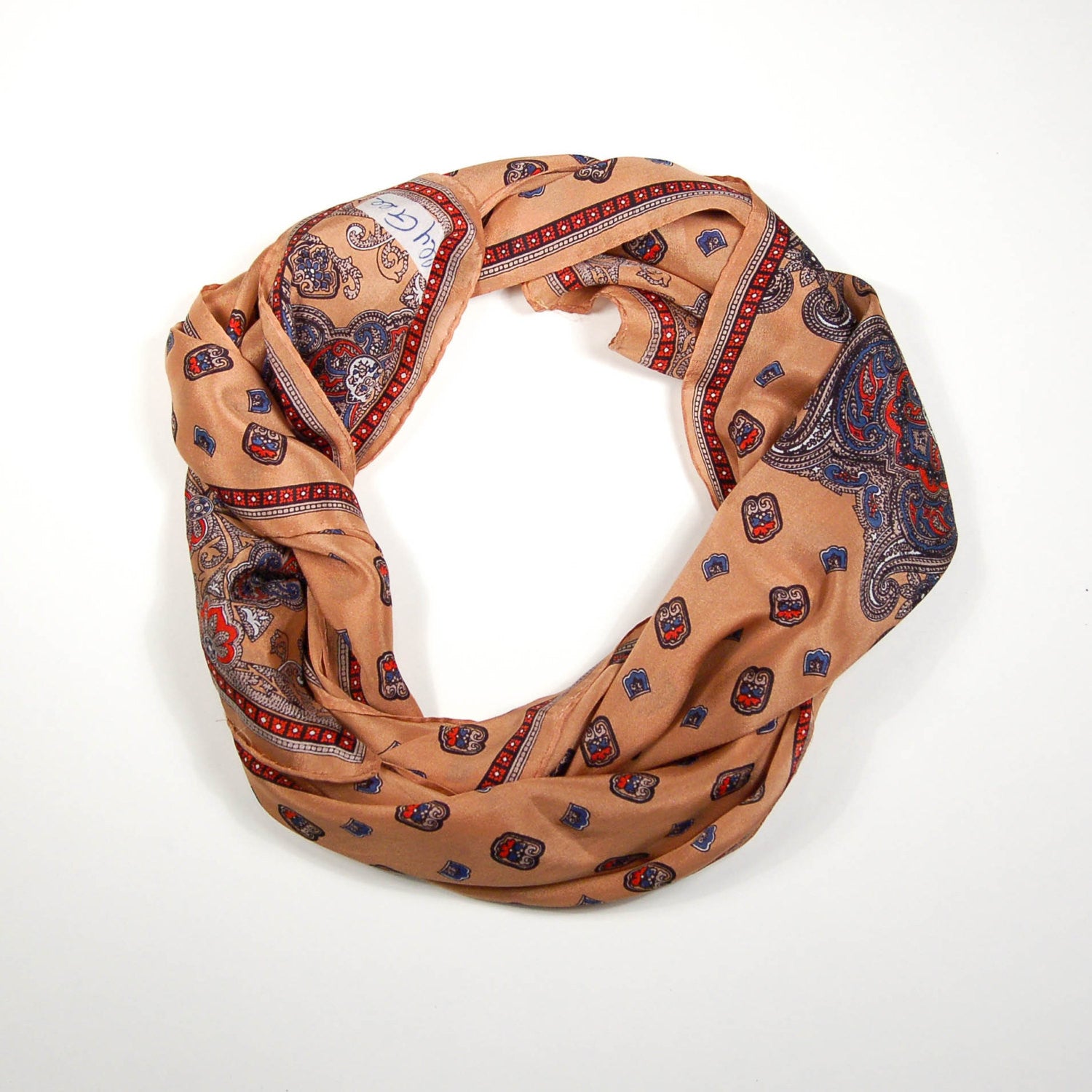 Earth Tone Paisley Silk Scarf by Sally Gee by Sally Gee - Vintage Meet Modern Vintage Jewelry - Chicago, Illinois - #oldhollywoodglamour #vintagemeetmodern #designervintage #jewelrybox #antiquejewelry #vintagejewelry