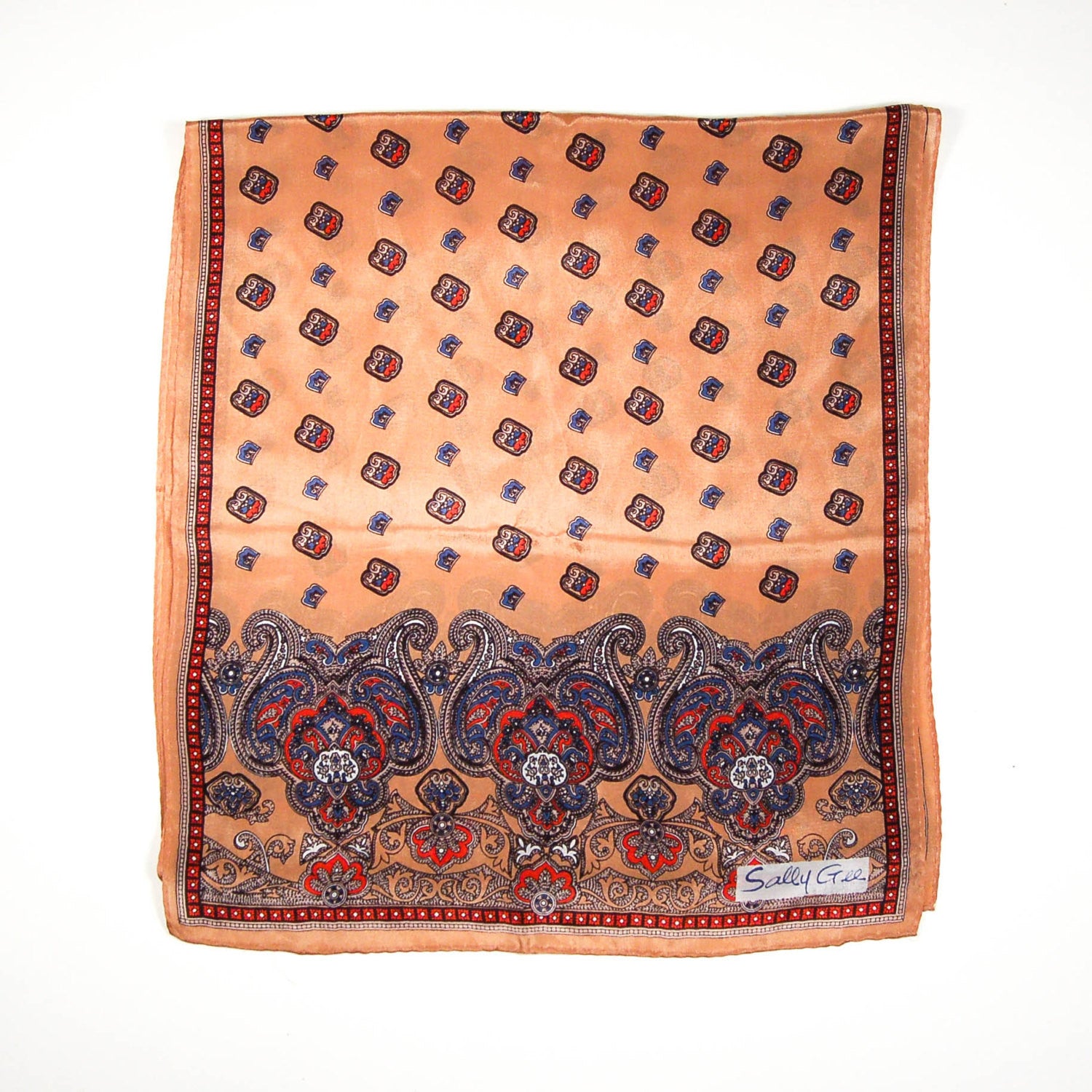 Earth Tone Paisley Silk Scarf by Sally Gee by Sally Gee - Vintage Meet Modern Vintage Jewelry - Chicago, Illinois - #oldhollywoodglamour #vintagemeetmodern #designervintage #jewelrybox #antiquejewelry #vintagejewelry
