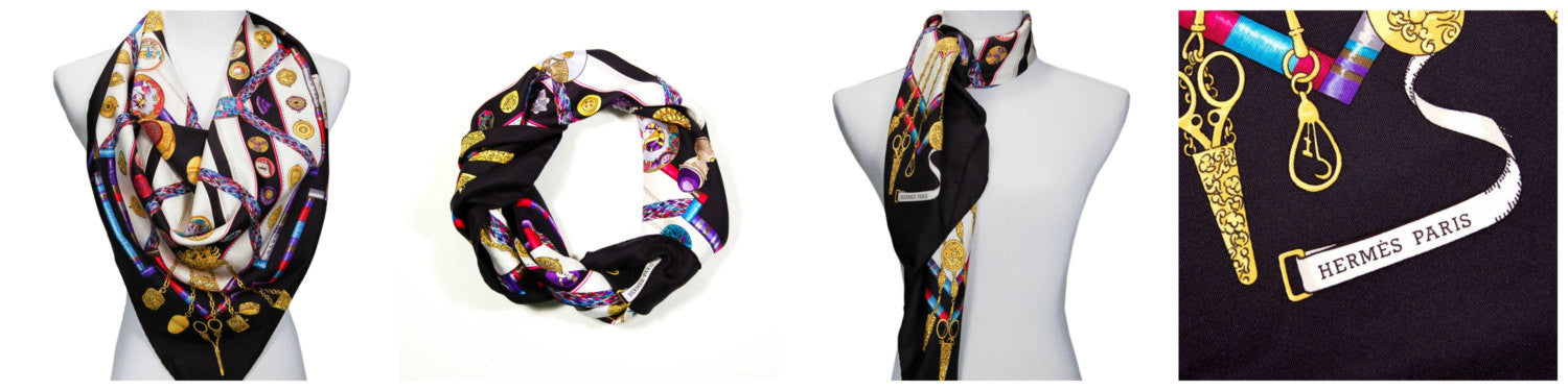 Colorful Perfume Bottle Patterned Silk Scarf by Hermes by Hermes - Vintage Meet Modern Vintage Jewelry - Chicago, Illinois - #oldhollywoodglamour #vintagemeetmodern #designervintage #jewelrybox #antiquejewelry #vintagejewelry