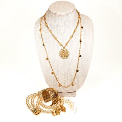 1970s Rhinestone Medallion Necklace by 1970's - Vintage Meet Modern Vintage Jewelry - Chicago, Illinois - #oldhollywoodglamour #vintagemeetmodern #designervintage #jewelrybox #antiquejewelry #vintagejewelry
