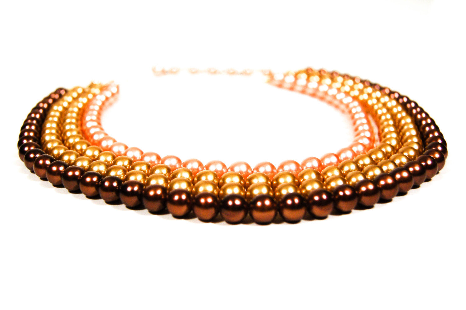 Gold, Bronze, and Chocolate Brown Multi Strand Pearl Necklace by Made in Japan - Vintage Meet Modern Vintage Jewelry - Chicago, Illinois - #oldhollywoodglamour #vintagemeetmodern #designervintage #jewelrybox #antiquejewelry #vintagejewelry