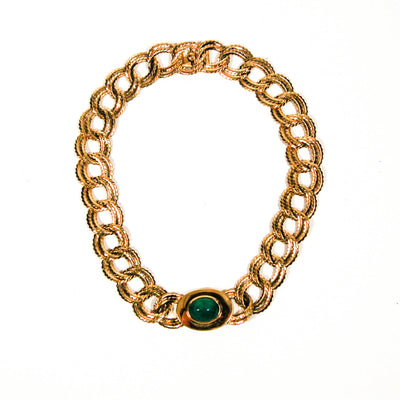 Vintage Ciner Classic Gold Chain Necklace with Faux Jade Accent by Ciner - Vintage Meet Modern Vintage Jewelry - Chicago, Illinois - #oldhollywoodglamour #vintagemeetmodern #designervintage #jewelrybox #antiquejewelry #vintagejewelry