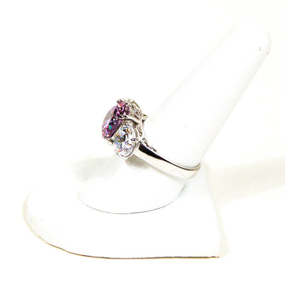 Cubic Zirconia and Amethyst Three Stone Statement Ring by 1980s - Vintage Meet Modern Vintage Jewelry - Chicago, Illinois - #oldhollywoodglamour #vintagemeetmodern #designervintage #jewelrybox #antiquejewelry #vintagejewelry