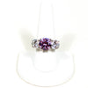 Cubic Zirconia and Amethyst Three Stone Statement Ring by 1980s - Vintage Meet Modern Vintage Jewelry - Chicago, Illinois - #oldhollywoodglamour #vintagemeetmodern #designervintage #jewelrybox #antiquejewelry #vintagejewelry