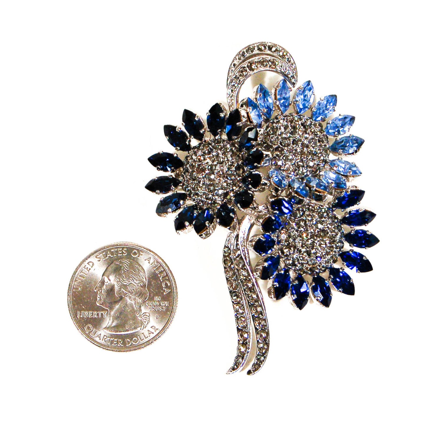 1950's Sapphire Blue Rhinestone Brooch from Austria by 1950's - Vintage Meet Modern Vintage Jewelry - Chicago, Illinois - #oldhollywoodglamour #vintagemeetmodern #designervintage #jewelrybox #antiquejewelry #vintagejewelry