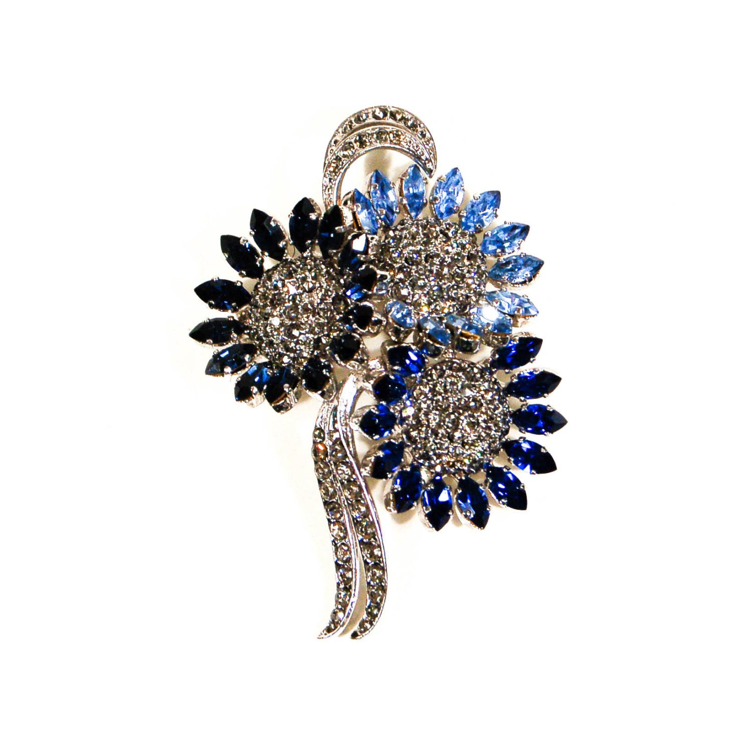1950's Sapphire Blue Rhinestone Brooch from Austria by 1950's - Vintage Meet Modern Vintage Jewelry - Chicago, Illinois - #oldhollywoodglamour #vintagemeetmodern #designervintage #jewelrybox #antiquejewelry #vintagejewelry