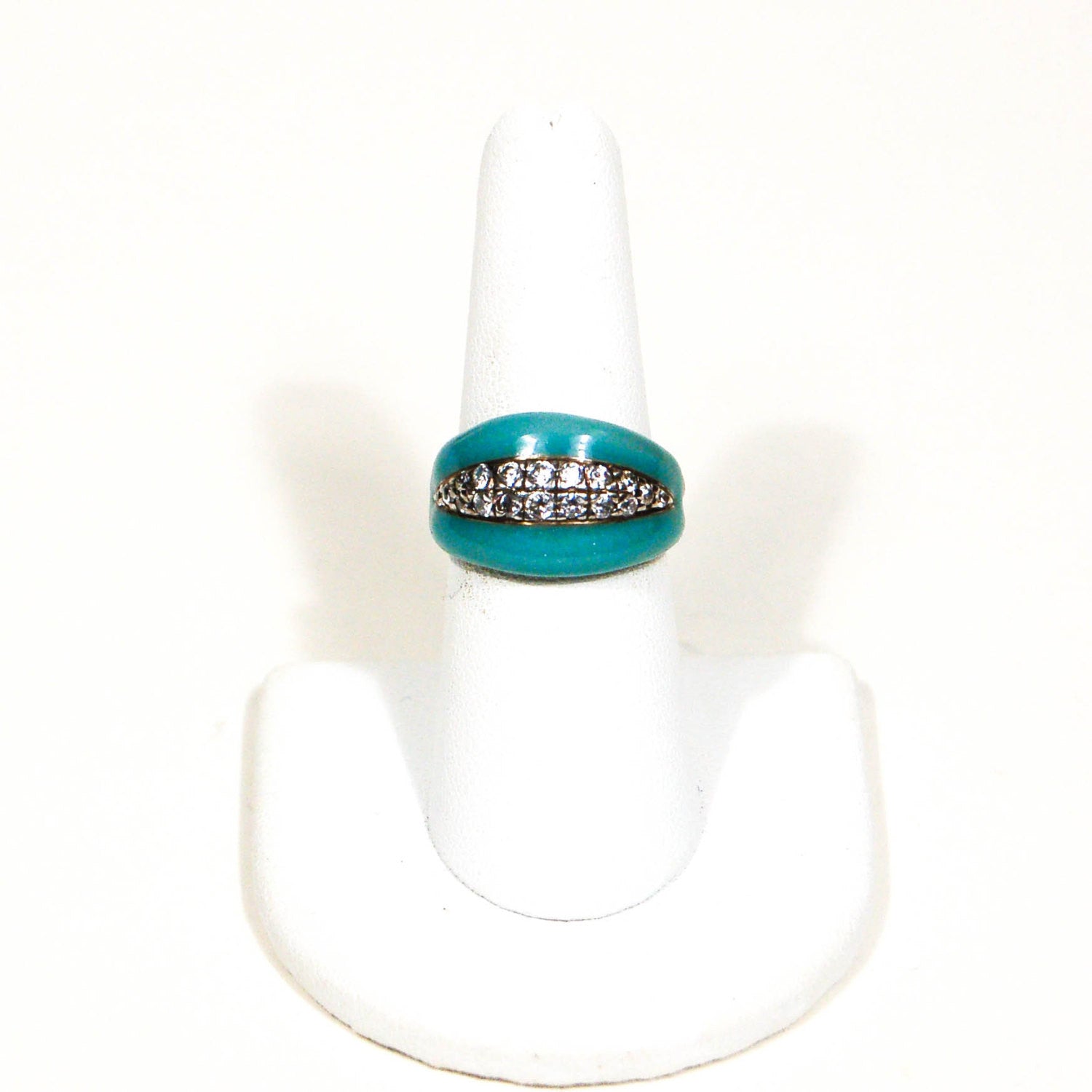 Sterling Silver Turquoise Enamel Ring by Adrienne by Adrienne - Vintage Meet Modern Vintage Jewelry - Chicago, Illinois - #oldhollywoodglamour #vintagemeetmodern #designervintage #jewelrybox #antiquejewelry #vintagejewelry