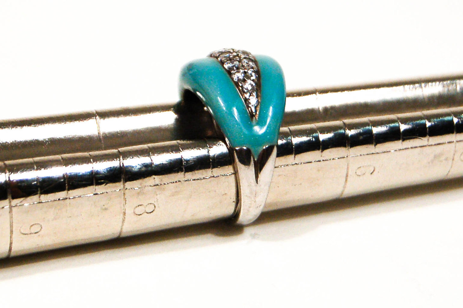 Sterling Silver Turquoise Enamel Ring by Adrienne by Adrienne - Vintage Meet Modern Vintage Jewelry - Chicago, Illinois - #oldhollywoodglamour #vintagemeetmodern #designervintage #jewelrybox #antiquejewelry #vintagejewelry