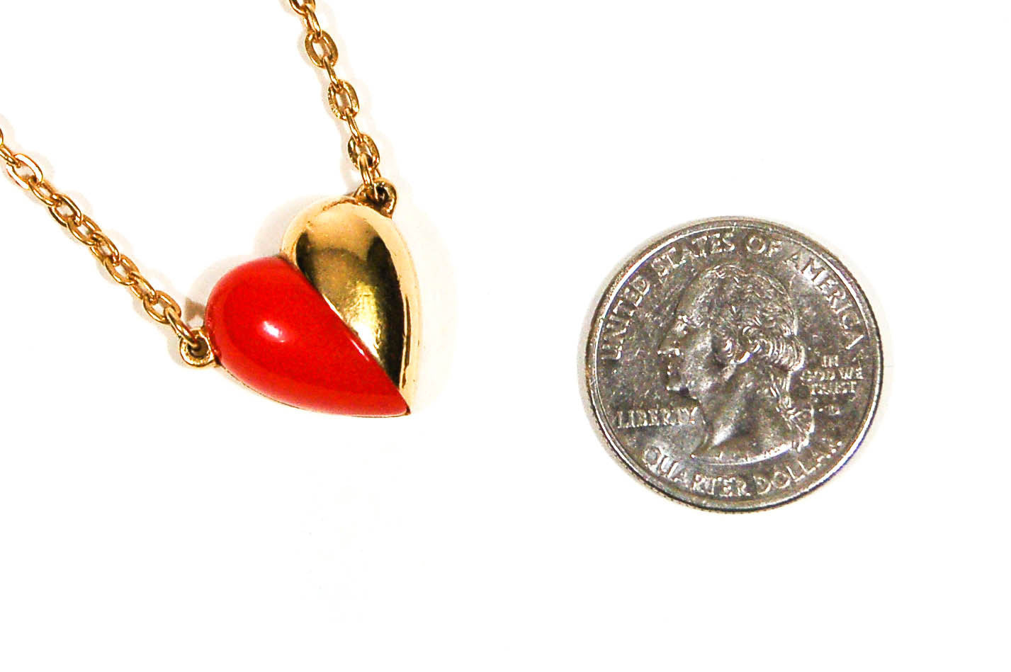 Red and Gold Heart Necklace by Crown Trifari by Crown Trifari - Vintage Meet Modern Vintage Jewelry - Chicago, Illinois - #oldhollywoodglamour #vintagemeetmodern #designervintage #jewelrybox #antiquejewelry #vintagejewelry