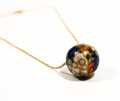 1970's Floral Cloisonne Floating Bead Pendant Necklace by 1970's - Vintage Meet Modern Vintage Jewelry - Chicago, Illinois - #oldhollywoodglamour #vintagemeetmodern #designervintage #jewelrybox #antiquejewelry #vintagejewelry