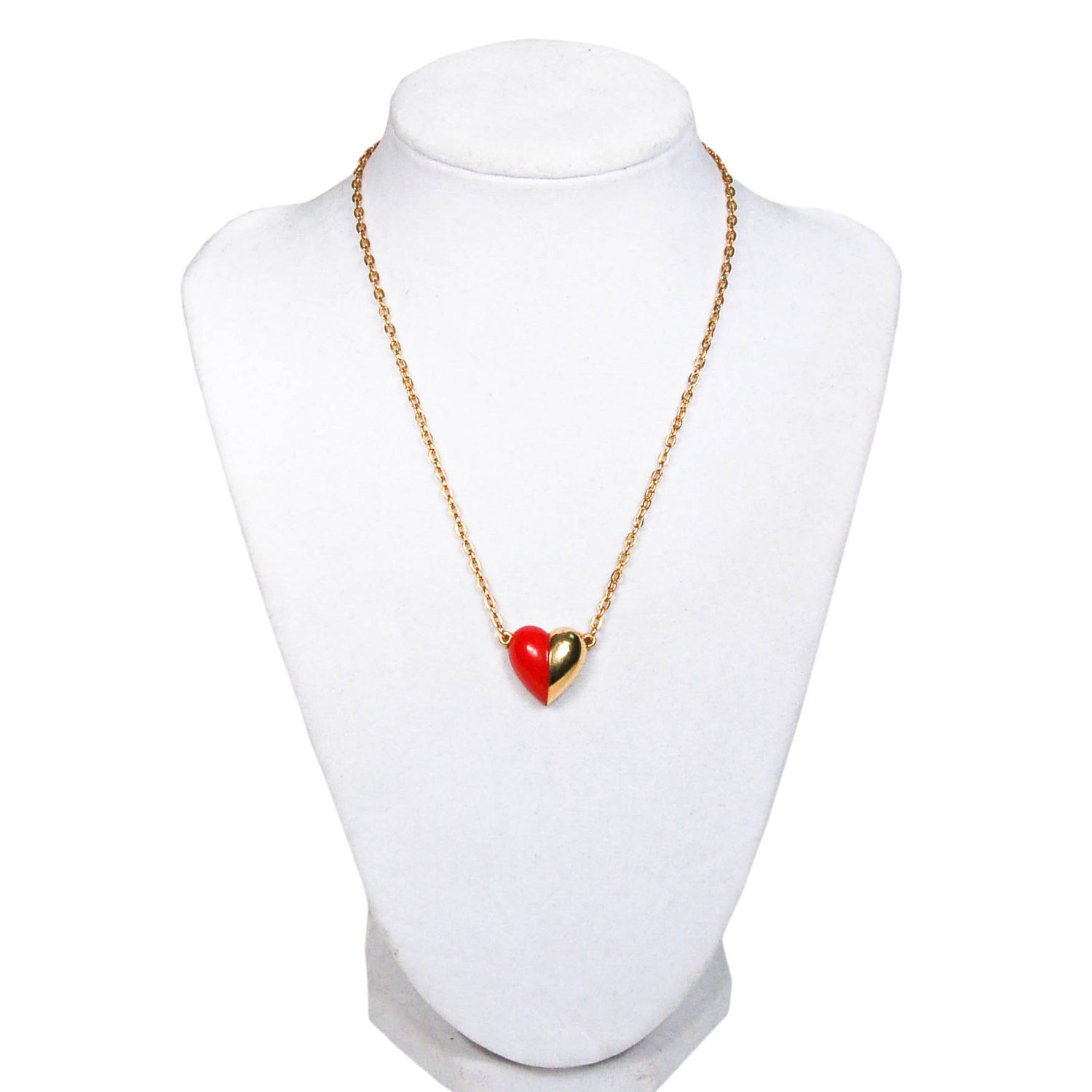 Red and Gold Heart Necklace by Crown Trifari by Crown Trifari - Vintage Meet Modern Vintage Jewelry - Chicago, Illinois - #oldhollywoodglamour #vintagemeetmodern #designervintage #jewelrybox #antiquejewelry #vintagejewelry