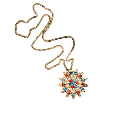 1970's Turquoise and Coral Sunburst Statement Necklace by 1970's - Vintage Meet Modern Vintage Jewelry - Chicago, Illinois - #oldhollywoodglamour #vintagemeetmodern #designervintage #jewelrybox #antiquejewelry #vintagejewelry