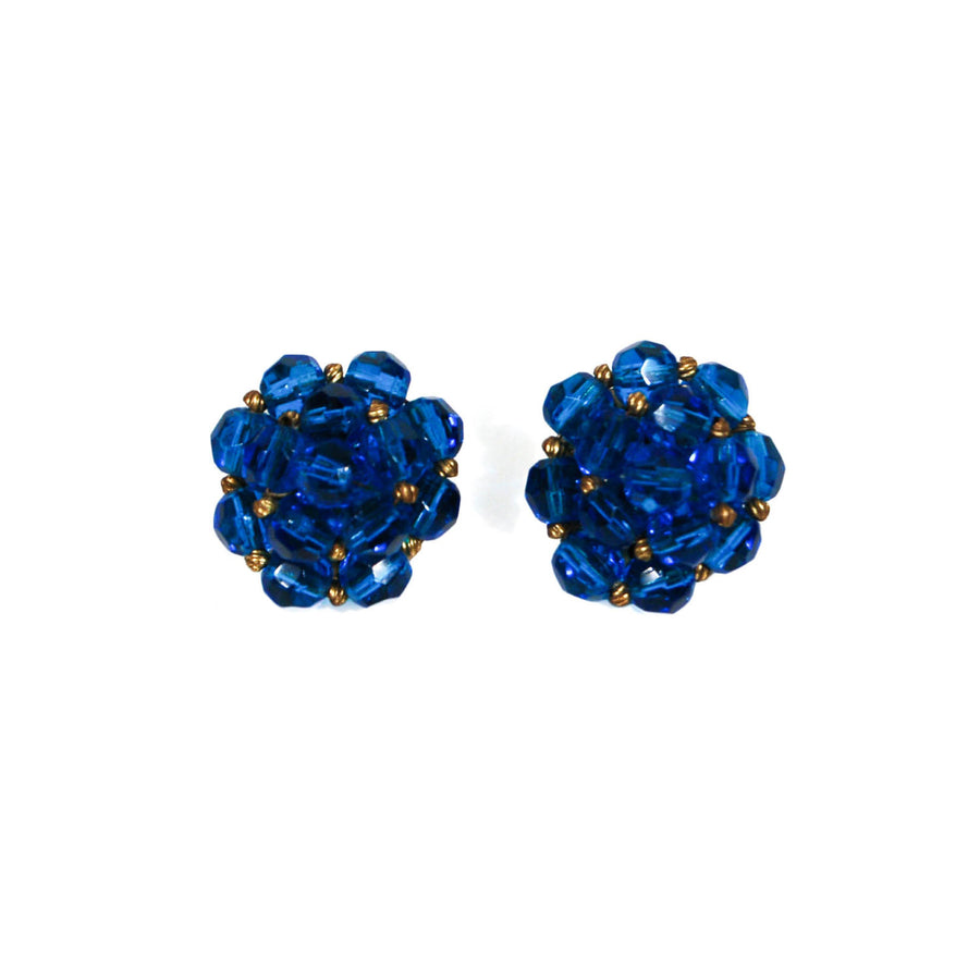 Round Blue Crystal Earrings by Jonne by Jonne - Vintage Meet Modern Vintage Jewelry - Chicago, Illinois - #oldhollywoodglamour #vintagemeetmodern #designervintage #jewelrybox #antiquejewelry #vintagejewelry