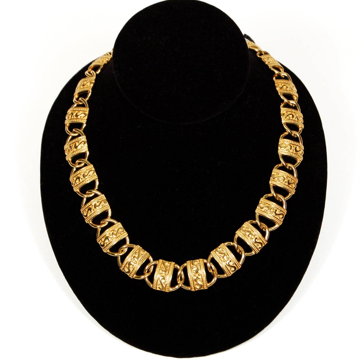 Paquette Etruscan Inspired Gold Statement Necklace by Paquette - Vintage Meet Modern Vintage Jewelry - Chicago, Illinois - #oldhollywoodglamour #vintagemeetmodern #designervintage #jewelrybox #antiquejewelry #vintagejewelry