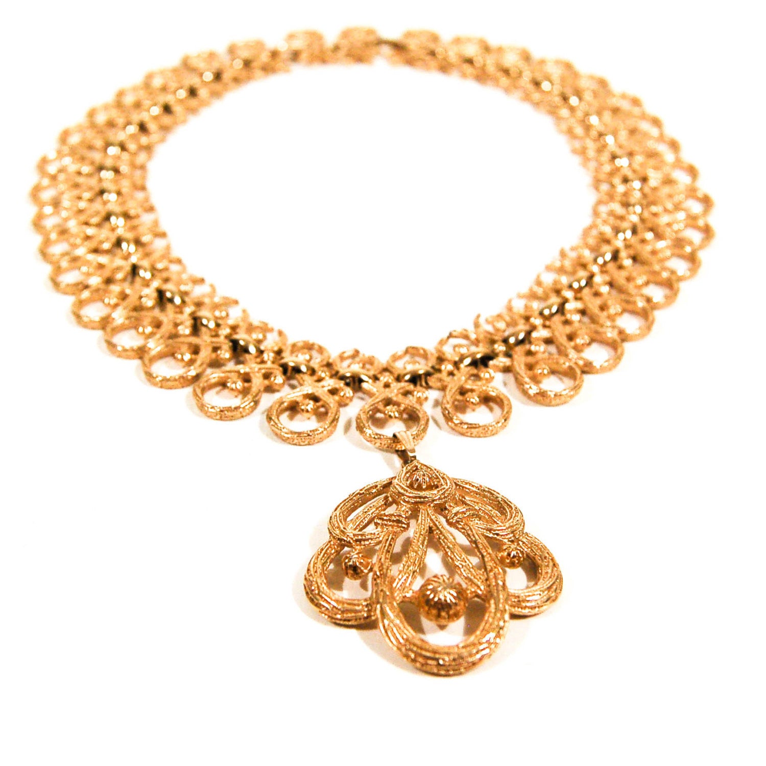 Scrolling Links Necklace by Crown Trifari by Crown Trifari - Vintage Meet Modern Vintage Jewelry - Chicago, Illinois - #oldhollywoodglamour #vintagemeetmodern #designervintage #jewelrybox #antiquejewelry #vintagejewelry