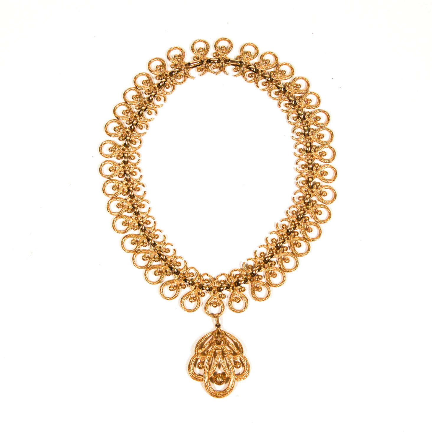 Scrolling Links Necklace by Crown Trifari by Crown Trifari - Vintage Meet Modern Vintage Jewelry - Chicago, Illinois - #oldhollywoodglamour #vintagemeetmodern #designervintage #jewelrybox #antiquejewelry #vintagejewelry