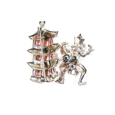 Asian Dancer, Pagoda Brooch, Enamel, Figural, Trembler, Vintage Jewelry by 1960s - Vintage Meet Modern Vintage Jewelry - Chicago, Illinois - #oldhollywoodglamour #vintagemeetmodern #designervintage #jewelrybox #antiquejewelry #vintagejewelry