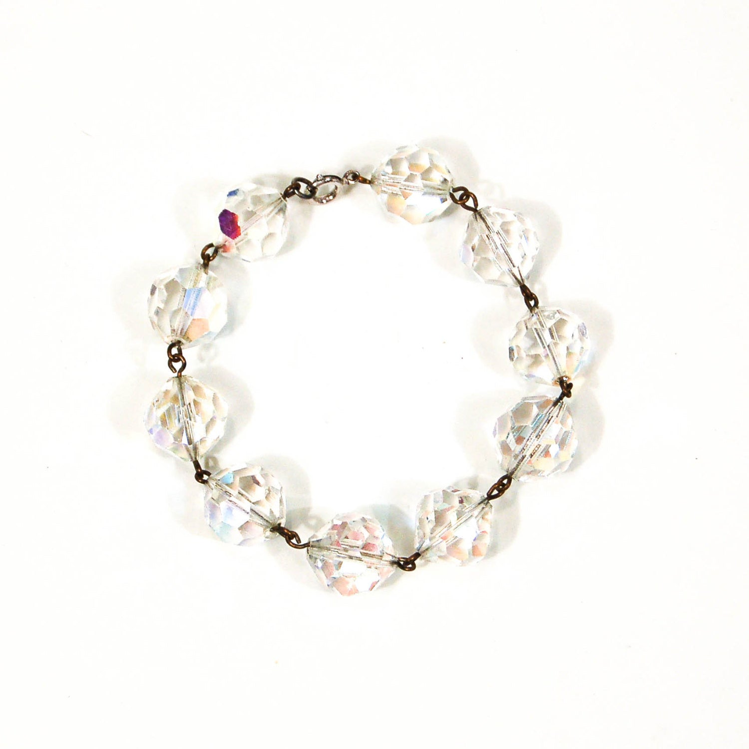 Aurora Borealis Faceted Crystal Bracelet by Aurora Borealis - Vintage Meet Modern Vintage Jewelry - Chicago, Illinois - #oldhollywoodglamour #vintagemeetmodern #designervintage #jewelrybox #antiquejewelry #vintagejewelry