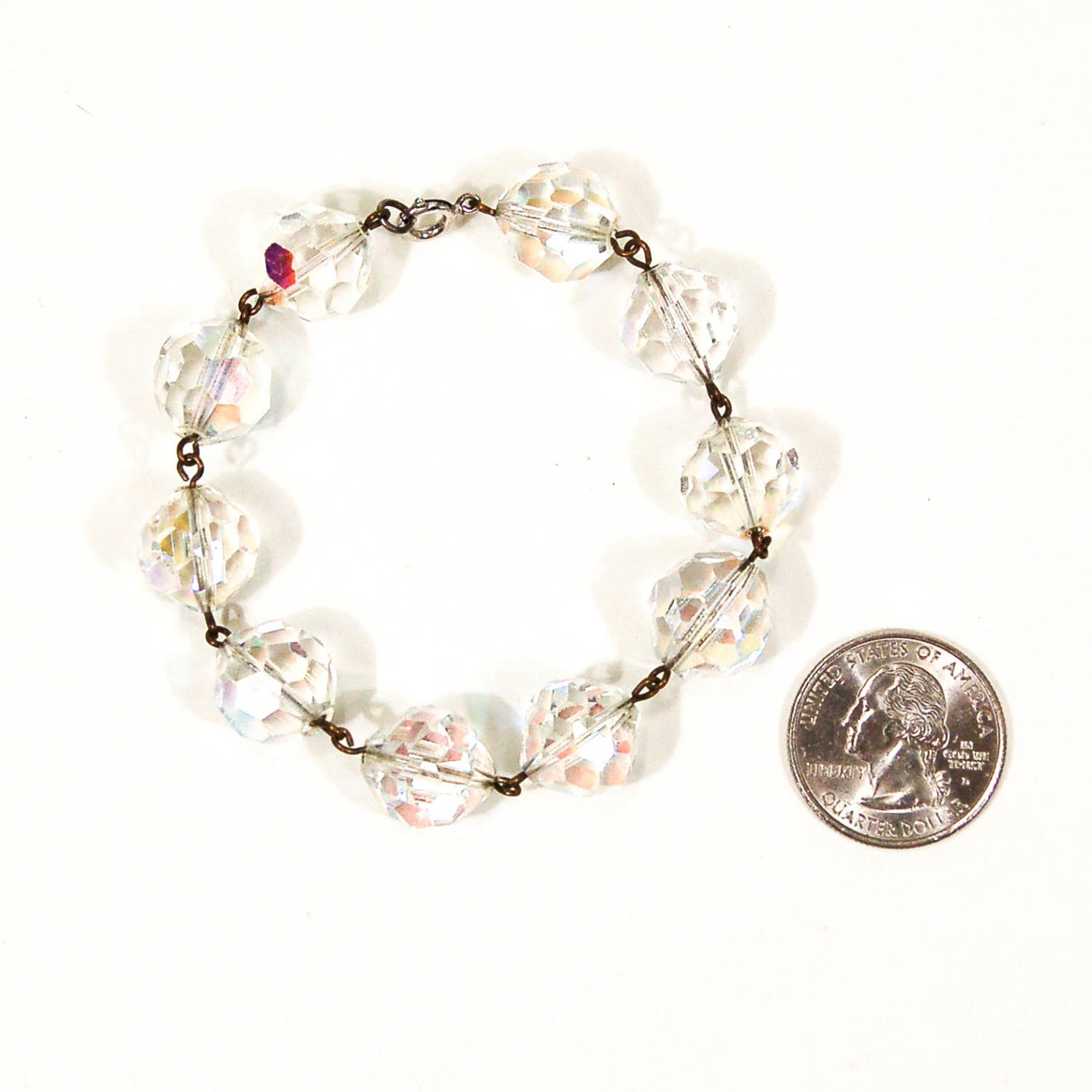 Aurora Borealis Faceted Crystal Bracelet by Aurora Borealis - Vintage Meet Modern Vintage Jewelry - Chicago, Illinois - #oldhollywoodglamour #vintagemeetmodern #designervintage #jewelrybox #antiquejewelry #vintagejewelry