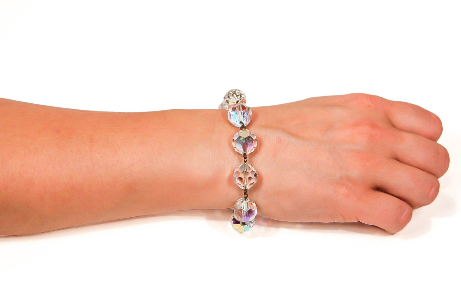 Aurora Borealis Faceted Crystal Bracelet by Aurora Borealis - Vintage Meet Modern Vintage Jewelry - Chicago, Illinois - #oldhollywoodglamour #vintagemeetmodern #designervintage #jewelrybox #antiquejewelry #vintagejewelry