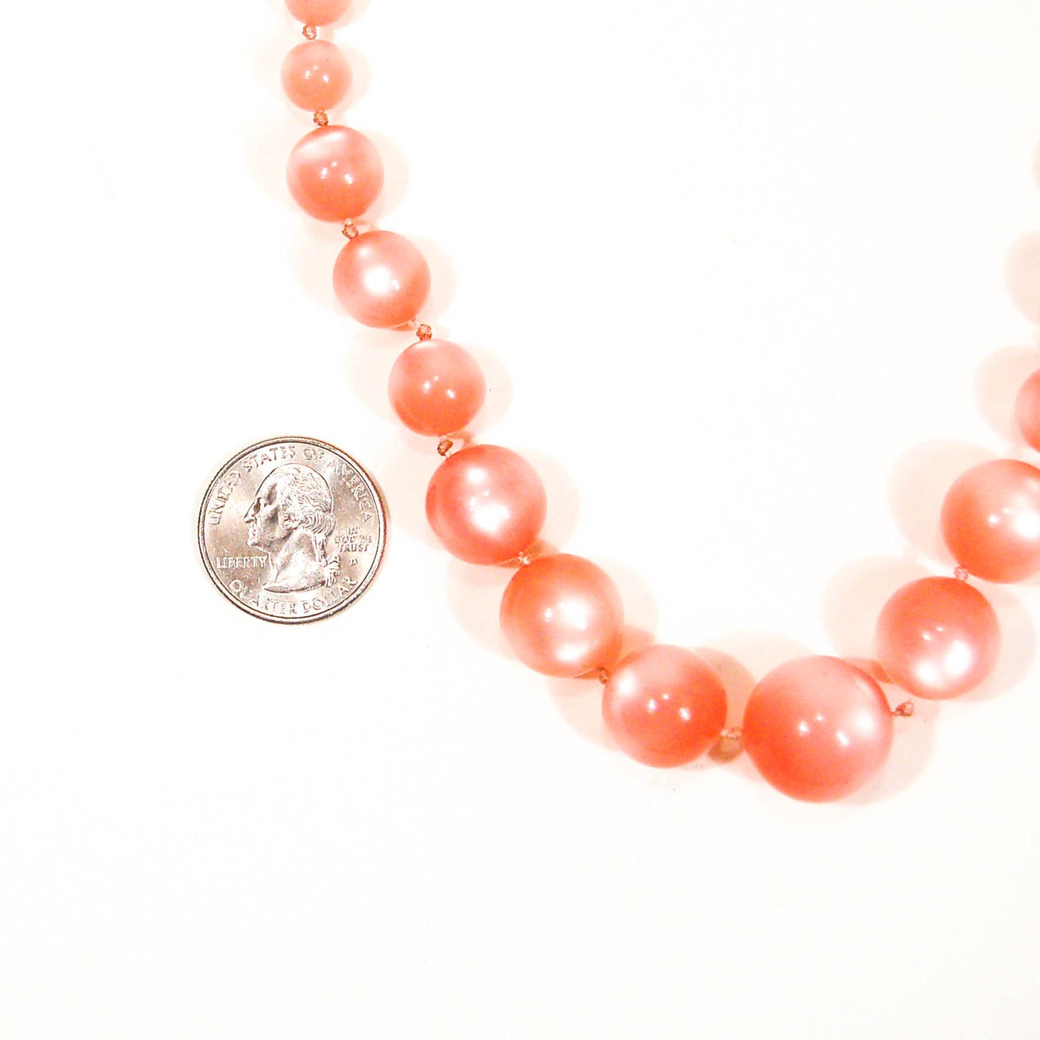 Pastel Pink Moon Glow Beaded Necklace by Unsigned Beauty - Vintage Meet Modern Vintage Jewelry - Chicago, Illinois - #oldhollywoodglamour #vintagemeetmodern #designervintage #jewelrybox #antiquejewelry #vintagejewelry