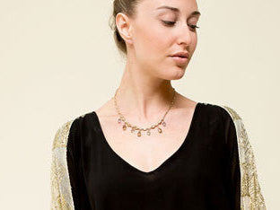 Gold Tone Necklace with Colored Briolette Rhinestones by Givenchy by Givenchy - Vintage Meet Modern Vintage Jewelry - Chicago, Illinois - #oldhollywoodglamour #vintagemeetmodern #designervintage #jewelrybox #antiquejewelry #vintagejewelry
