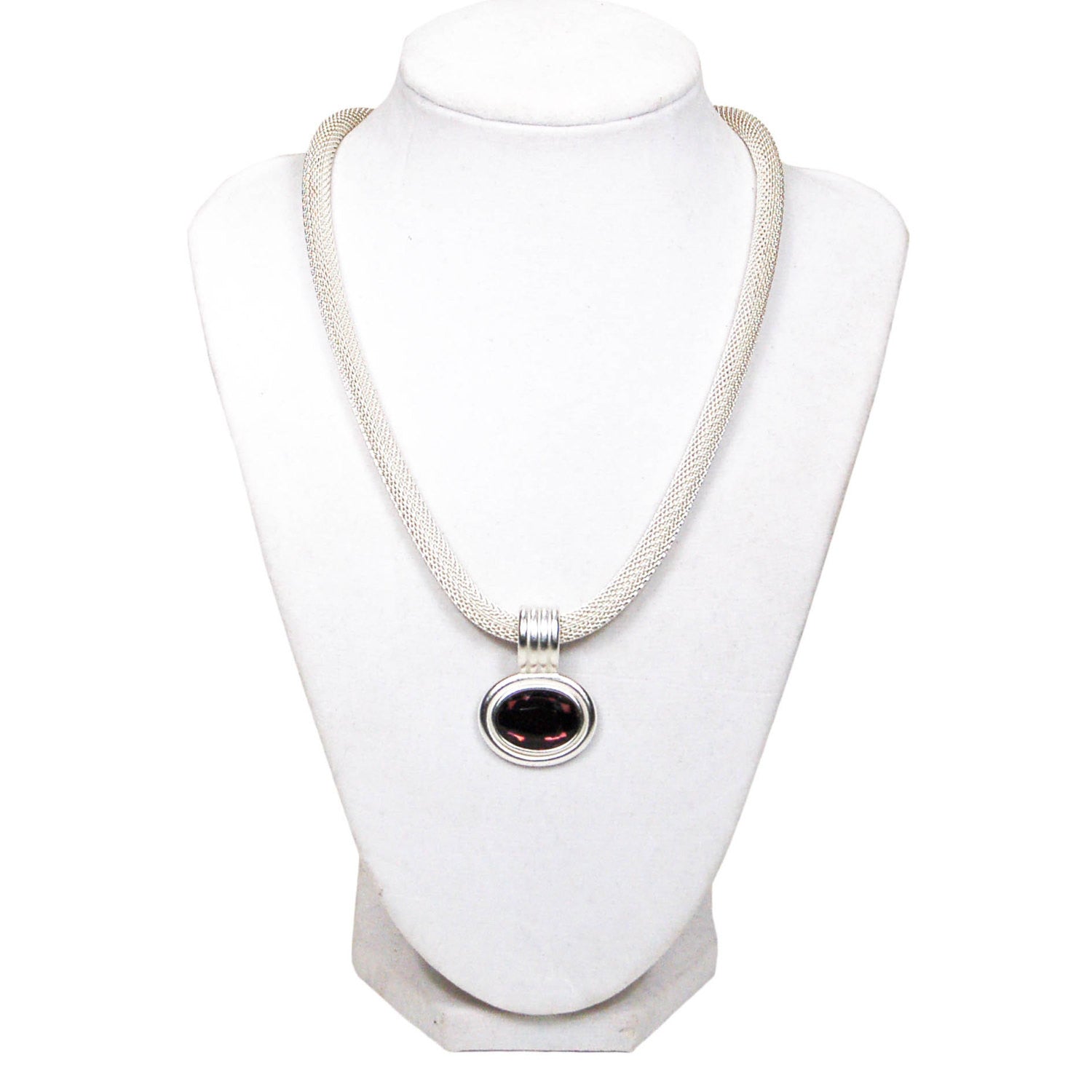 Silver Mesh Necklace with Amethyst Rhinestone by Erwin Pearl by Erwin Pearl - Vintage Meet Modern Vintage Jewelry - Chicago, Illinois - #oldhollywoodglamour #vintagemeetmodern #designervintage #jewelrybox #antiquejewelry #vintagejewelry