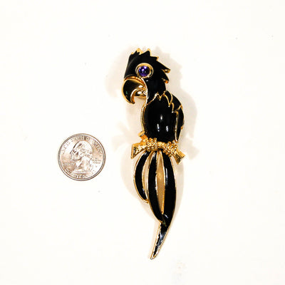 1980's Gold Parrot Brooch with Rhinestones by 1980s - Vintage Meet Modern Vintage Jewelry - Chicago, Illinois - #oldhollywoodglamour #vintagemeetmodern #designervintage #jewelrybox #antiquejewelry #vintagejewelry