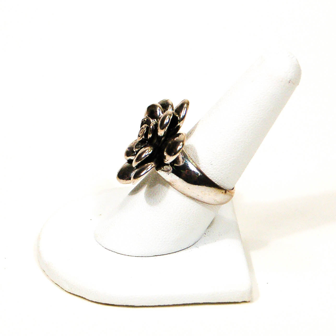 Statement Silver Flower Ring by 1980s - Vintage Meet Modern Vintage Jewelry - Chicago, Illinois - #oldhollywoodglamour #vintagemeetmodern #designervintage #jewelrybox #antiquejewelry #vintagejewelry