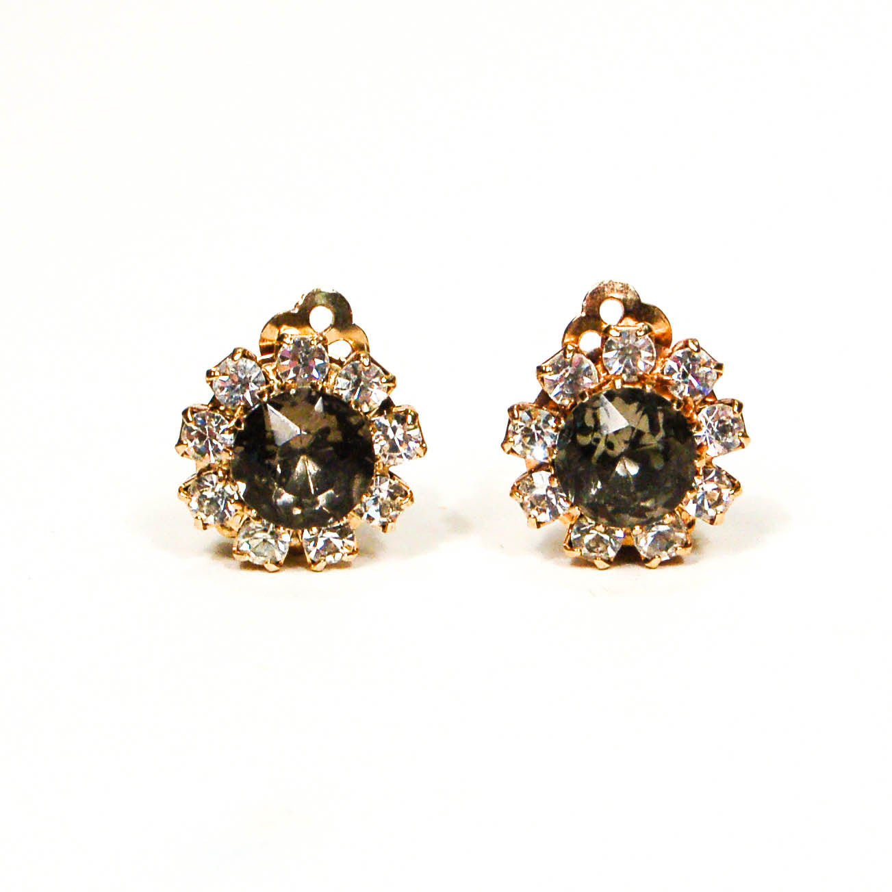 Smoke Rhinestone Earrings by Bogoff by Bogoff - Vintage Meet Modern Vintage Jewelry - Chicago, Illinois - #oldhollywoodglamour #vintagemeetmodern #designervintage #jewelrybox #antiquejewelry #vintagejewelry