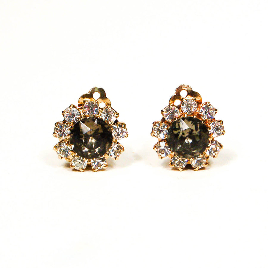 Smoke Rhinestone Earrings by Bogoff by Bogoff - Vintage Meet Modern Vintage Jewelry - Chicago, Illinois - #oldhollywoodglamour #vintagemeetmodern #designervintage #jewelrybox #antiquejewelry #vintagejewelry