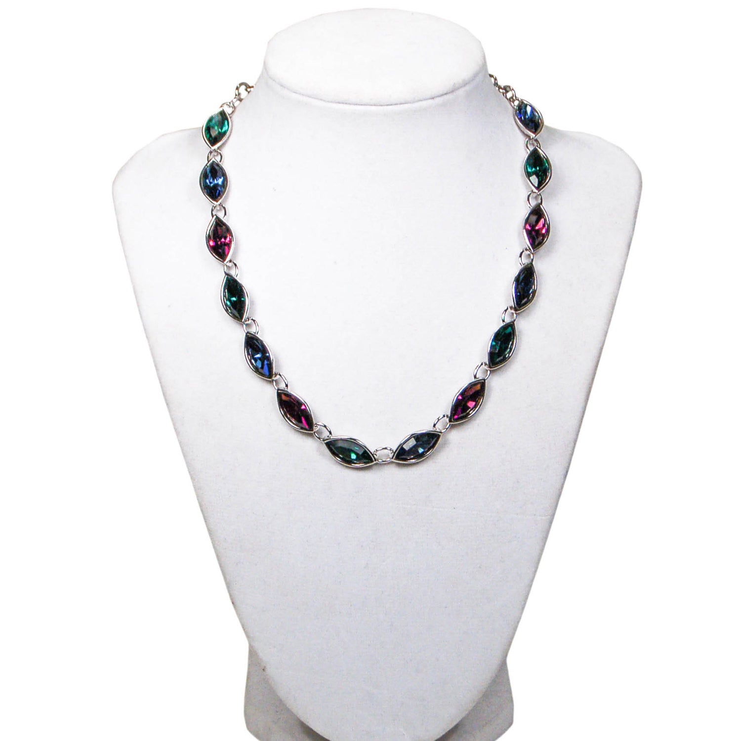 Jewel Tone Rhinestone Necklace by Yves Saint Laurent by YSL - Vintage Meet Modern Vintage Jewelry - Chicago, Illinois - #oldhollywoodglamour #vintagemeetmodern #designervintage #jewelrybox #antiquejewelry #vintagejewelry
