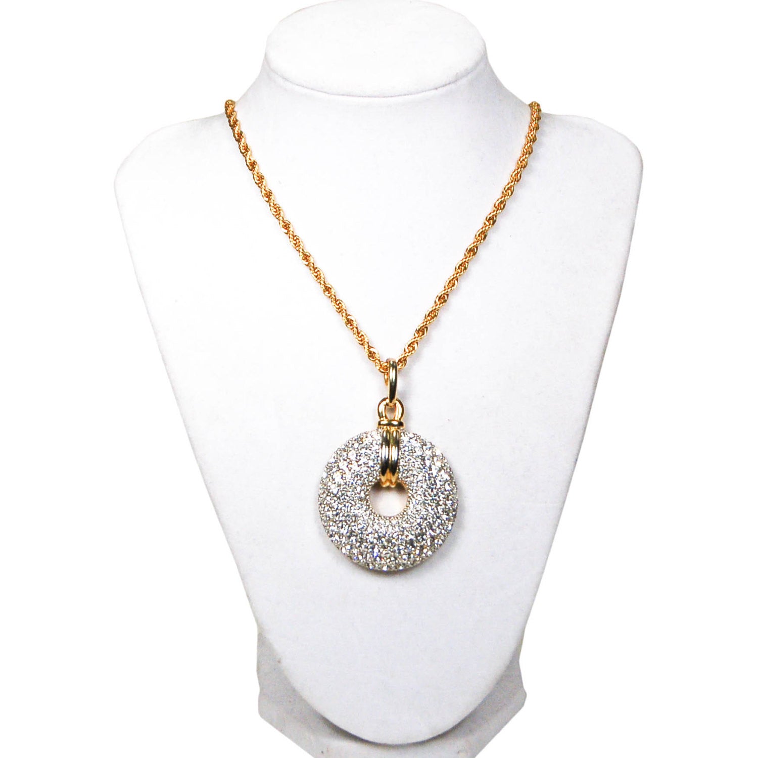 Sparkly Round Rhinestone Necklace by Swarovski by Swarovski - Vintage Meet Modern Vintage Jewelry - Chicago, Illinois - #oldhollywoodglamour #vintagemeetmodern #designervintage #jewelrybox #antiquejewelry #vintagejewelry
