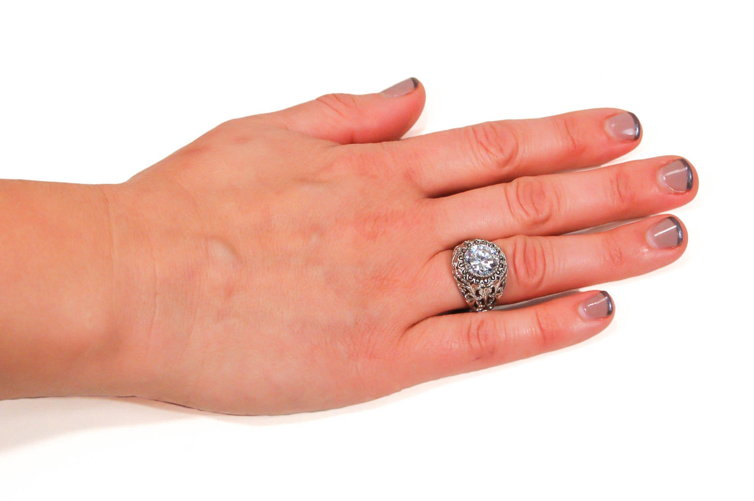Sterling Silver Solitaire CZ Engagement Ring by 1980s - Vintage Meet Modern Vintage Jewelry - Chicago, Illinois - #oldhollywoodglamour #vintagemeetmodern #designervintage #jewelrybox #antiquejewelry #vintagejewelry