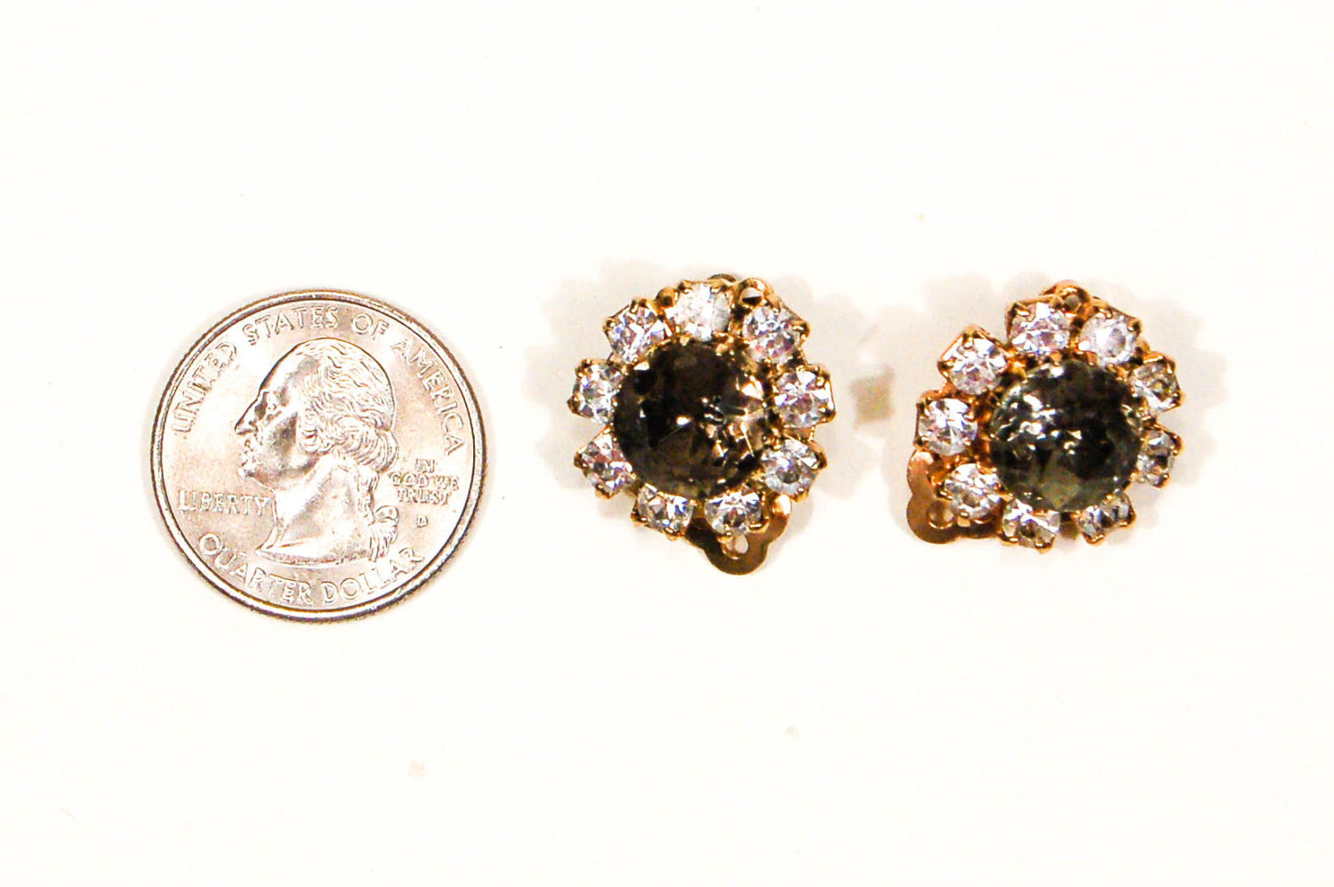 Smoke Rhinestone Earrings by Bogoff by Bogoff - Vintage Meet Modern Vintage Jewelry - Chicago, Illinois - #oldhollywoodglamour #vintagemeetmodern #designervintage #jewelrybox #antiquejewelry #vintagejewelry