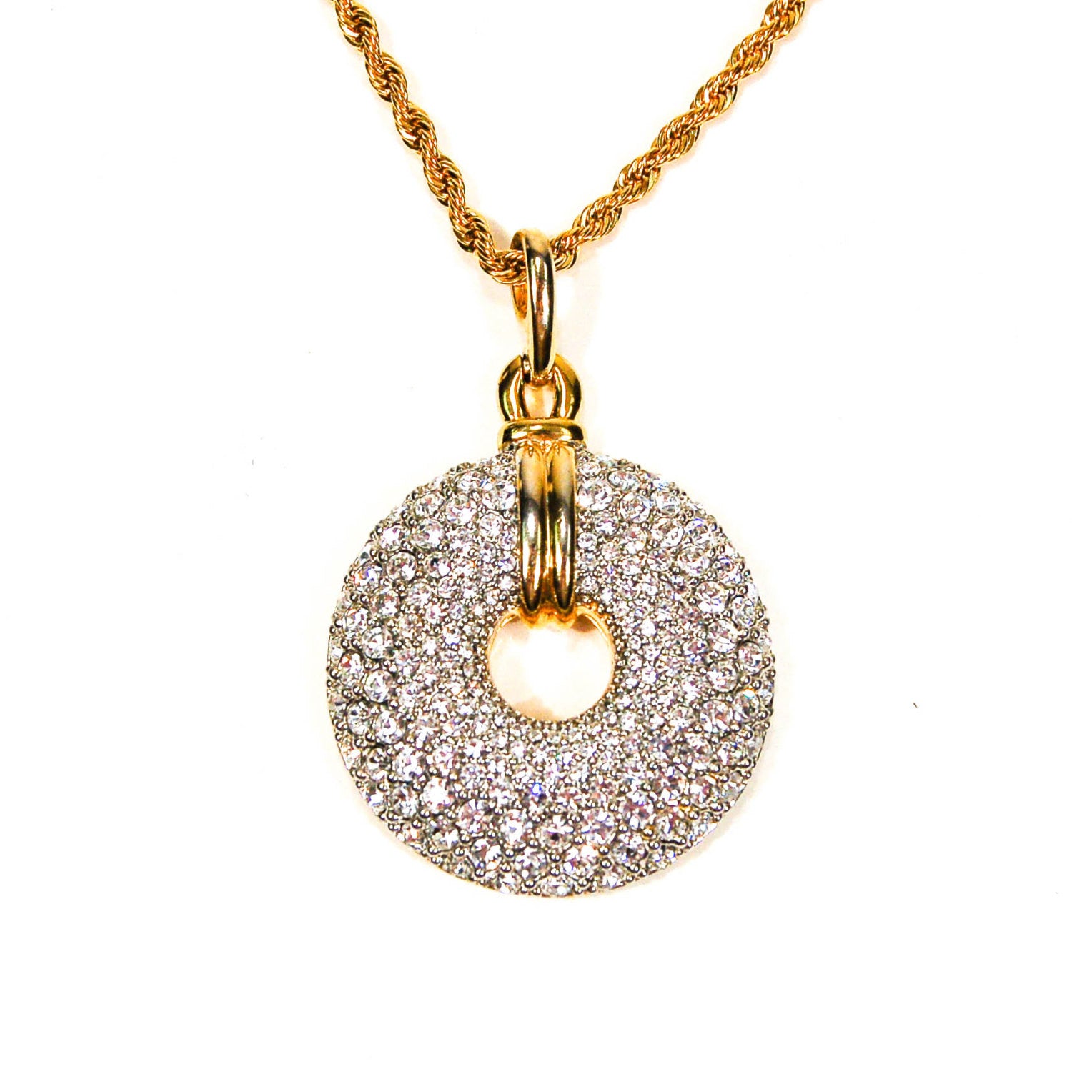 Sparkly Round Rhinestone Necklace by Swarovski by Swarovski - Vintage Meet Modern Vintage Jewelry - Chicago, Illinois - #oldhollywoodglamour #vintagemeetmodern #designervintage #jewelrybox #antiquejewelry #vintagejewelry