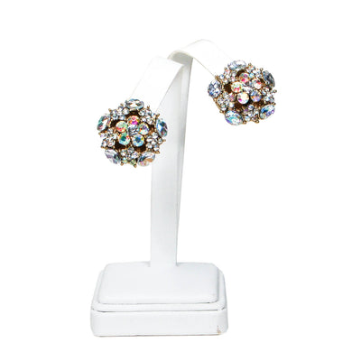 1960's Cluster Style Aurora Borealis Rhinestone Earrings by 1960s Vintage - Vintage Meet Modern Vintage Jewelry - Chicago, Illinois - #oldhollywoodglamour #vintagemeetmodern #designervintage #jewelrybox #antiquejewelry #vintagejewelry