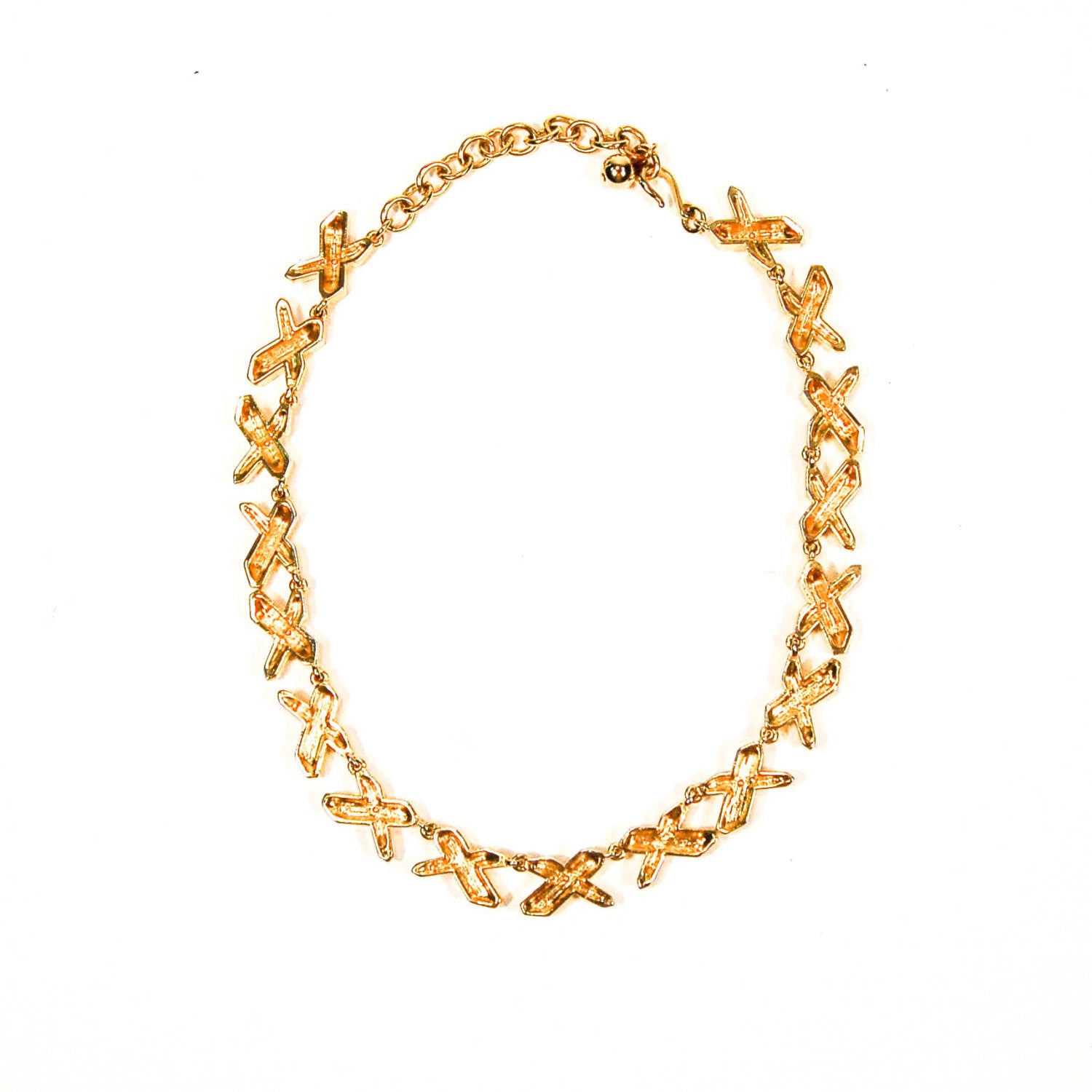 1980's Statement Necklace with Rhinestone X Detail by 1980s - Vintage Meet Modern Vintage Jewelry - Chicago, Illinois - #oldhollywoodglamour #vintagemeetmodern #designervintage #jewelrybox #antiquejewelry #vintagejewelry