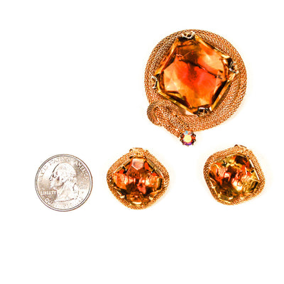 1960's Amber Topaz Rhinestone Brooch and Earring Set by 1960s Vintage - Vintage Meet Modern Vintage Jewelry - Chicago, Illinois - #oldhollywoodglamour #vintagemeetmodern #designervintage #jewelrybox #antiquejewelry #vintagejewelry