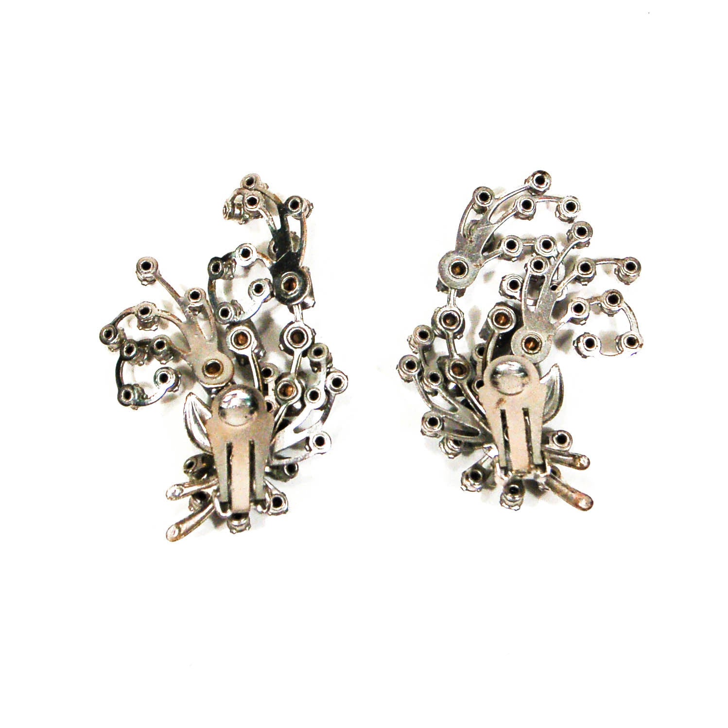 1960's Spray Style Blue Rhinestone Earrings by 1960s Vintage - Vintage Meet Modern Vintage Jewelry - Chicago, Illinois - #oldhollywoodglamour #vintagemeetmodern #designervintage #jewelrybox #antiquejewelry #vintagejewelry