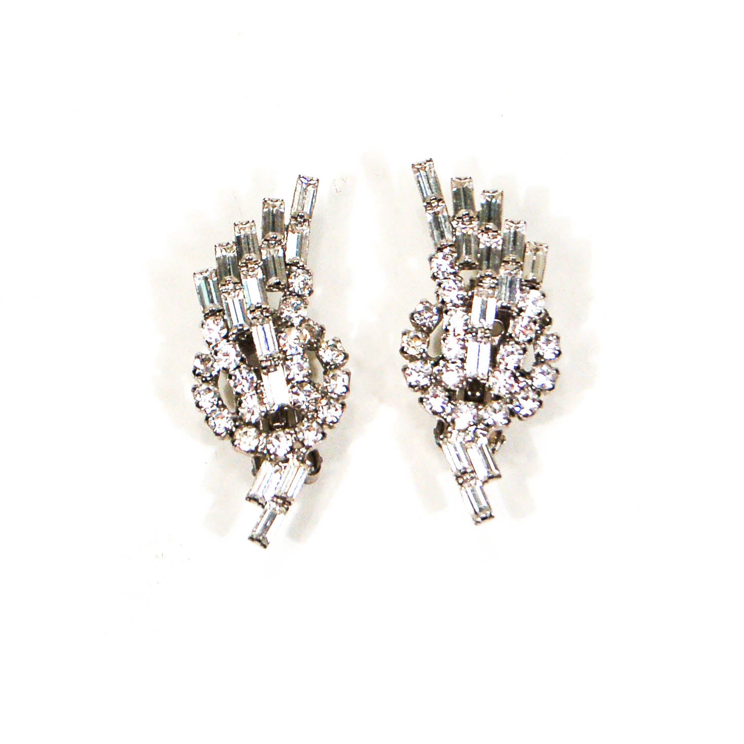 1950's Rhinestone Spray Earrings by 1950's - Vintage Meet Modern Vintage Jewelry - Chicago, Illinois - #oldhollywoodglamour #vintagemeetmodern #designervintage #jewelrybox #antiquejewelry #vintagejewelry