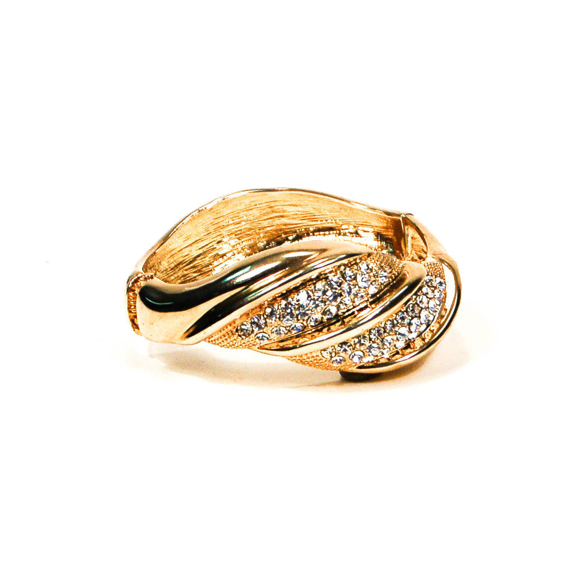 1980's Gold Tone Rhinestone Wave Bracelet