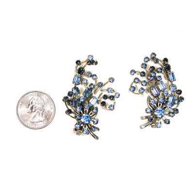 1960's Spray Style Blue Rhinestone Earrings by 1960s Vintage - Vintage Meet Modern Vintage Jewelry - Chicago, Illinois - #oldhollywoodglamour #vintagemeetmodern #designervintage #jewelrybox #antiquejewelry #vintagejewelry