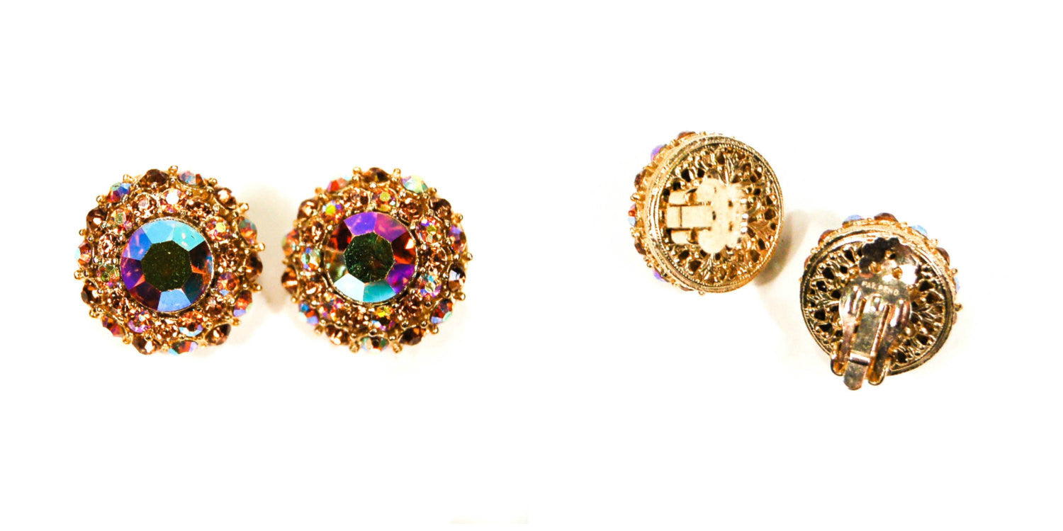 Triple Strand Green, Gold, and Bronze Necklace and Earring Set by 1950's - Vintage Meet Modern Vintage Jewelry - Chicago, Illinois - #oldhollywoodglamour #vintagemeetmodern #designervintage #jewelrybox #antiquejewelry #vintagejewelry