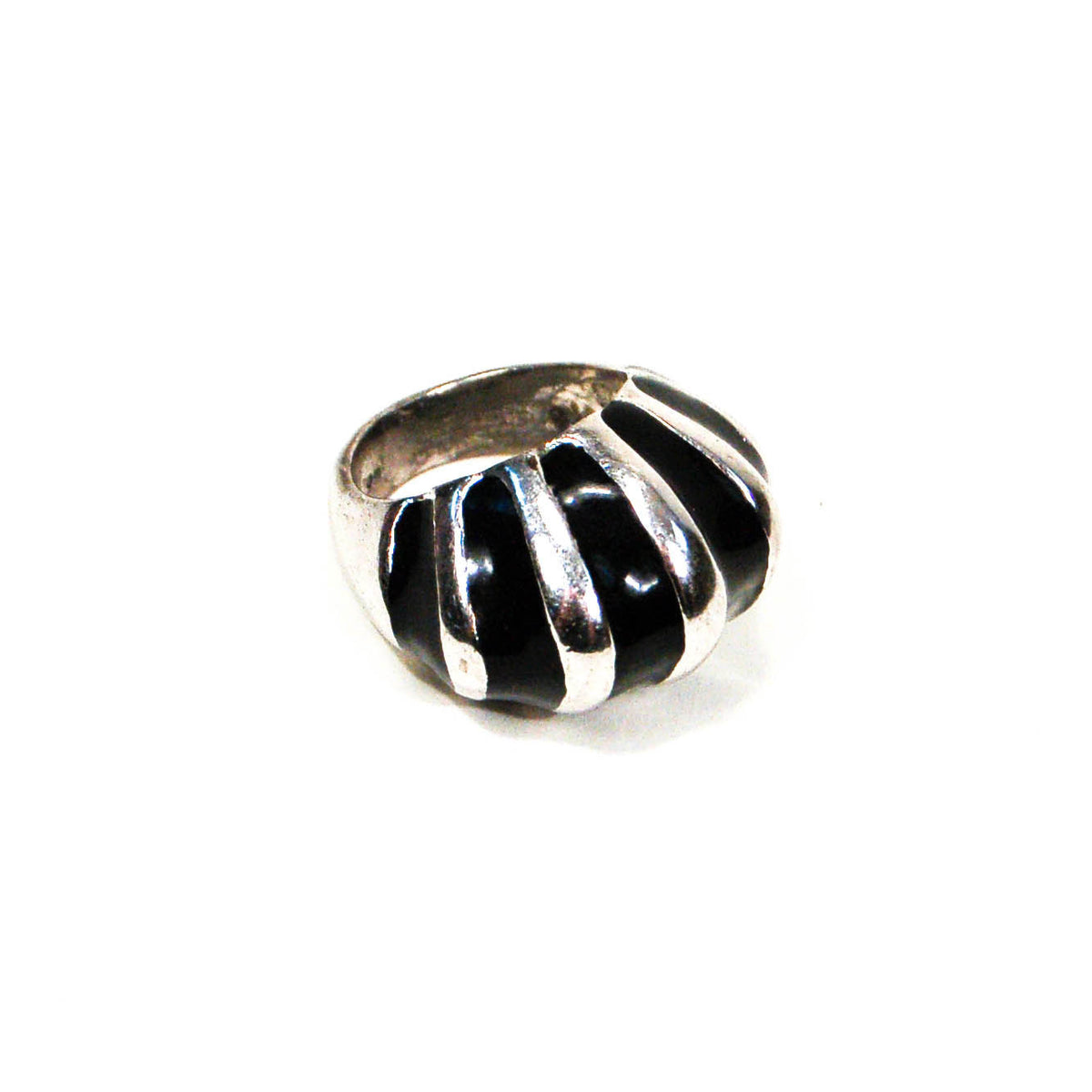 Sterling Silver Black Minimalist  Dome Ring