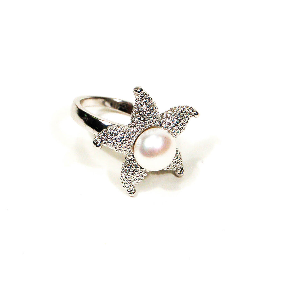 Silver Starfish Pearl Ring by Sterling Silver - Vintage Meet Modern Vintage Jewelry - Chicago, Illinois - #oldhollywoodglamour #vintagemeetmodern #designervintage #jewelrybox #antiquejewelry #vintagejewelry