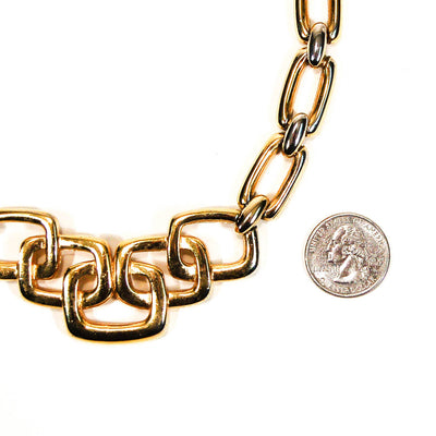 1960's Gold Necklace with Square Link Detail by Crown Trifari by Crown Trifari - Vintage Meet Modern Vintage Jewelry - Chicago, Illinois - #oldhollywoodglamour #vintagemeetmodern #designervintage #jewelrybox #antiquejewelry #vintagejewelry
