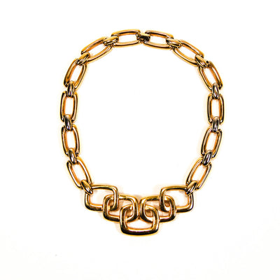 1960's Gold Necklace with Square Link Detail by Crown Trifari by Crown Trifari - Vintage Meet Modern Vintage Jewelry - Chicago, Illinois - #oldhollywoodglamour #vintagemeetmodern #designervintage #jewelrybox #antiquejewelry #vintagejewelry