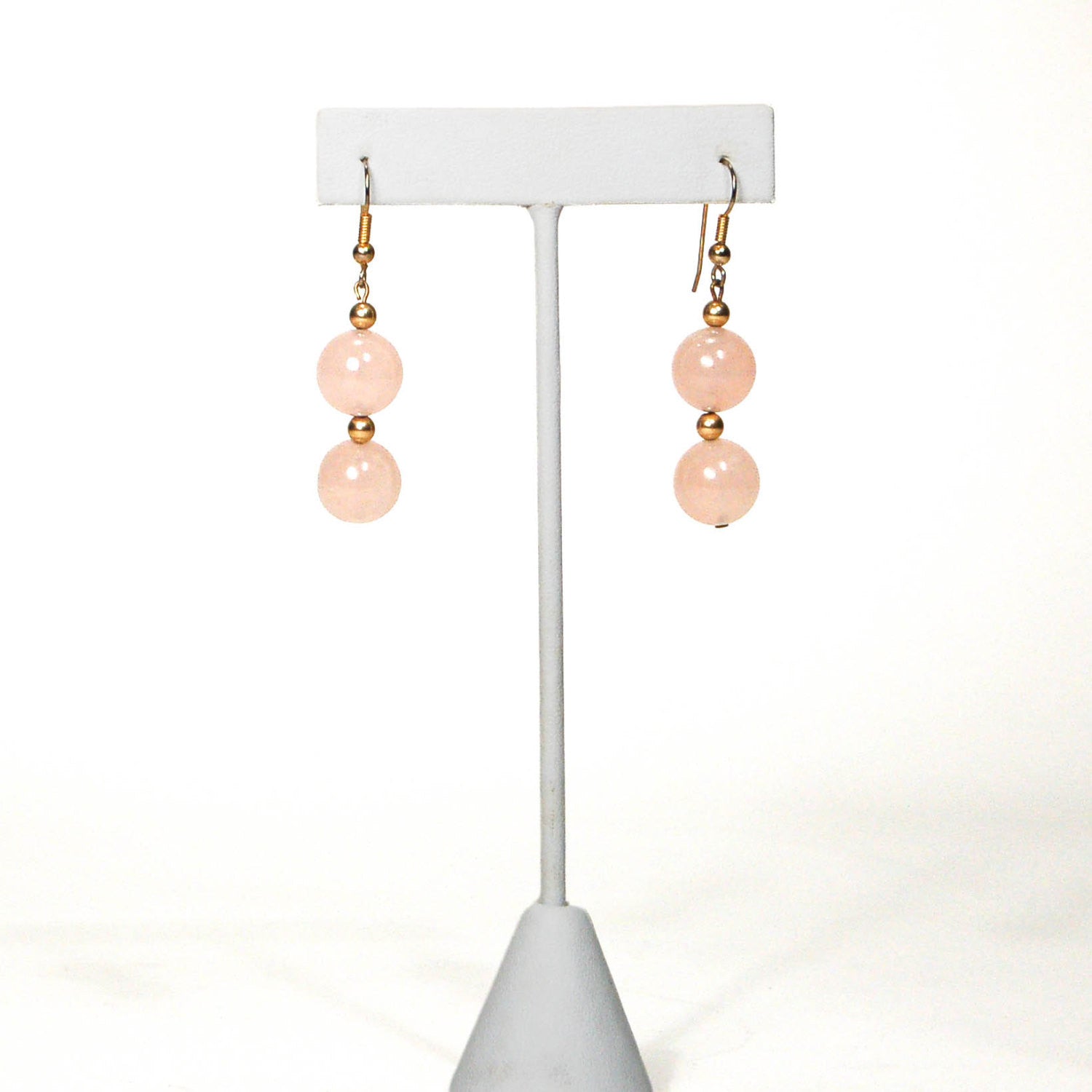 Dangling Rose Quartz Earrings by 1980s - Vintage Meet Modern Vintage Jewelry - Chicago, Illinois - #oldhollywoodglamour #vintagemeetmodern #designervintage #jewelrybox #antiquejewelry #vintagejewelry