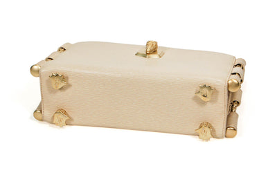 Cord Cream Leather Handbag with Gold Shoulder Strap by Kieselstein by Kieselstein - Vintage Meet Modern Vintage Jewelry - Chicago, Illinois - #oldhollywoodglamour #vintagemeetmodern #designervintage #jewelrybox #antiquejewelry #vintagejewelry